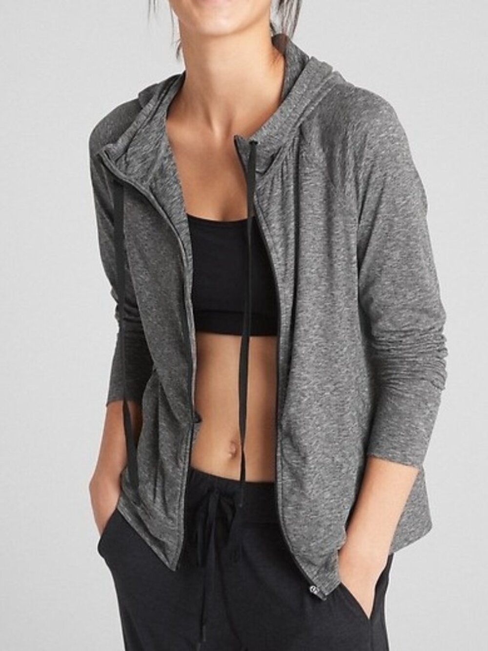 GapFit Full-Zip Hoodie in Brushed Tech Jersey